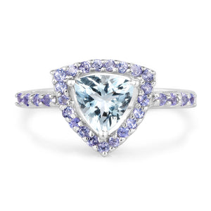 1.41 Carat Genuine Aquamarine & Tanzanite .925 Sterling Silver Ring