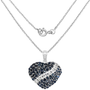 4.60 Carat Genuine Blue Sapphire and White Topaz .925 Sterling Silver Pendant