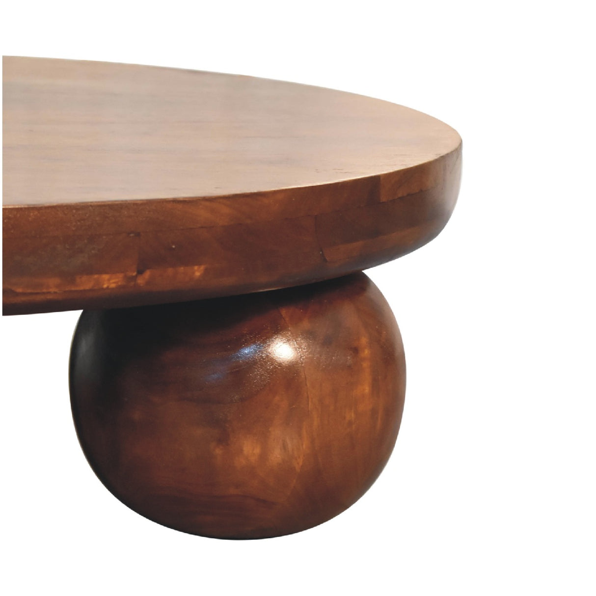 Solid Wood Central Ball Table, Chestnut