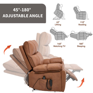 Orange Leatheraire Heat Massage Dual Motor Lift Recliner