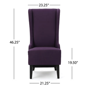 Fabric Dining Chair With High Back And Birch Wood Legs - Plum