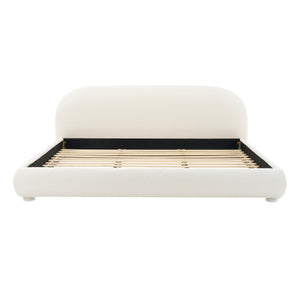 Cream Style Fabric Upholstered Bed, Simple Modern Bedroom King