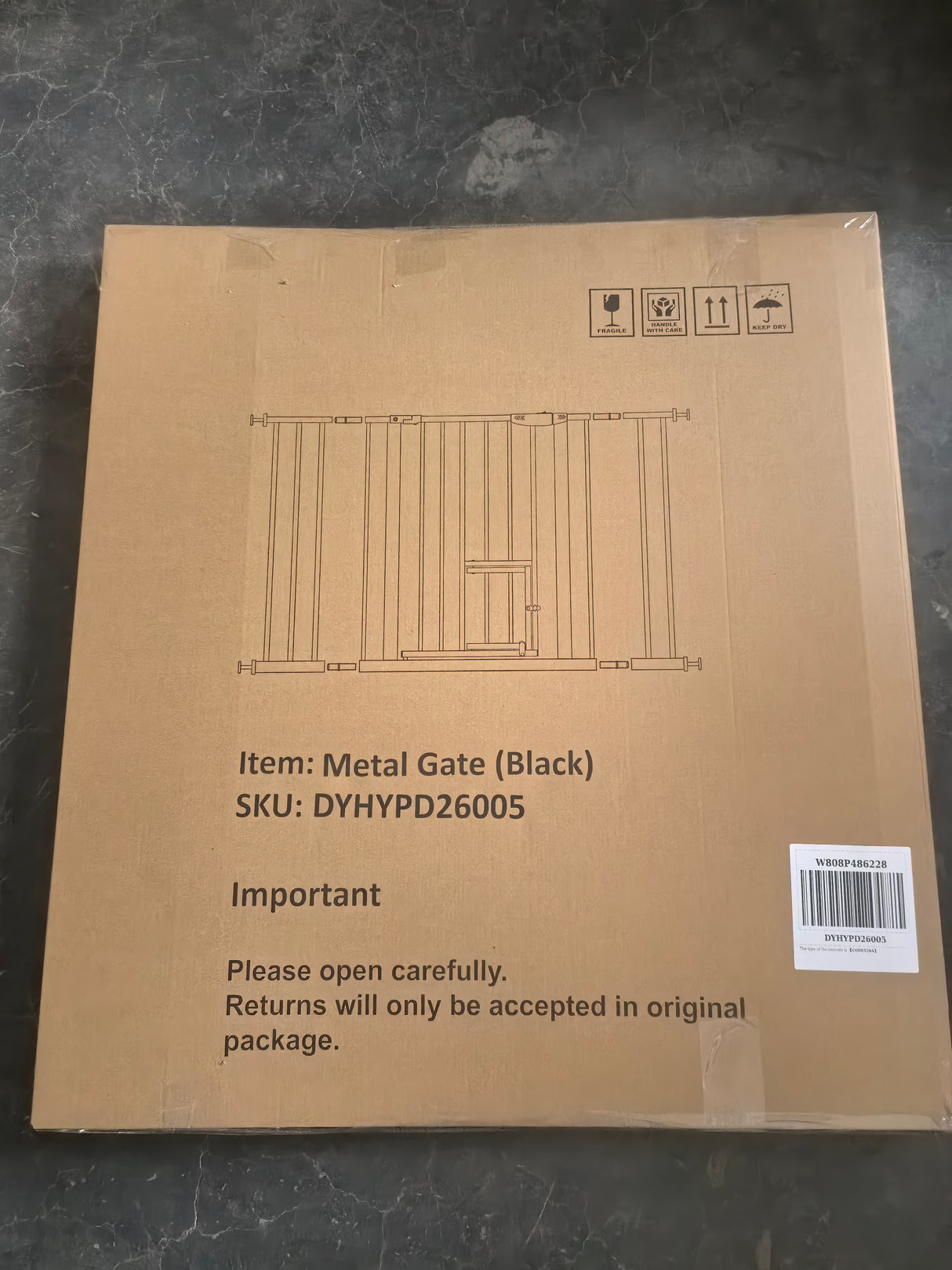 Baby Gate with Cat Door, 29.5-44.1" Metal Pet Door