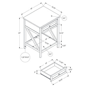 Accent End Table, 2 Tier, Storage Drawer, Transitional Style