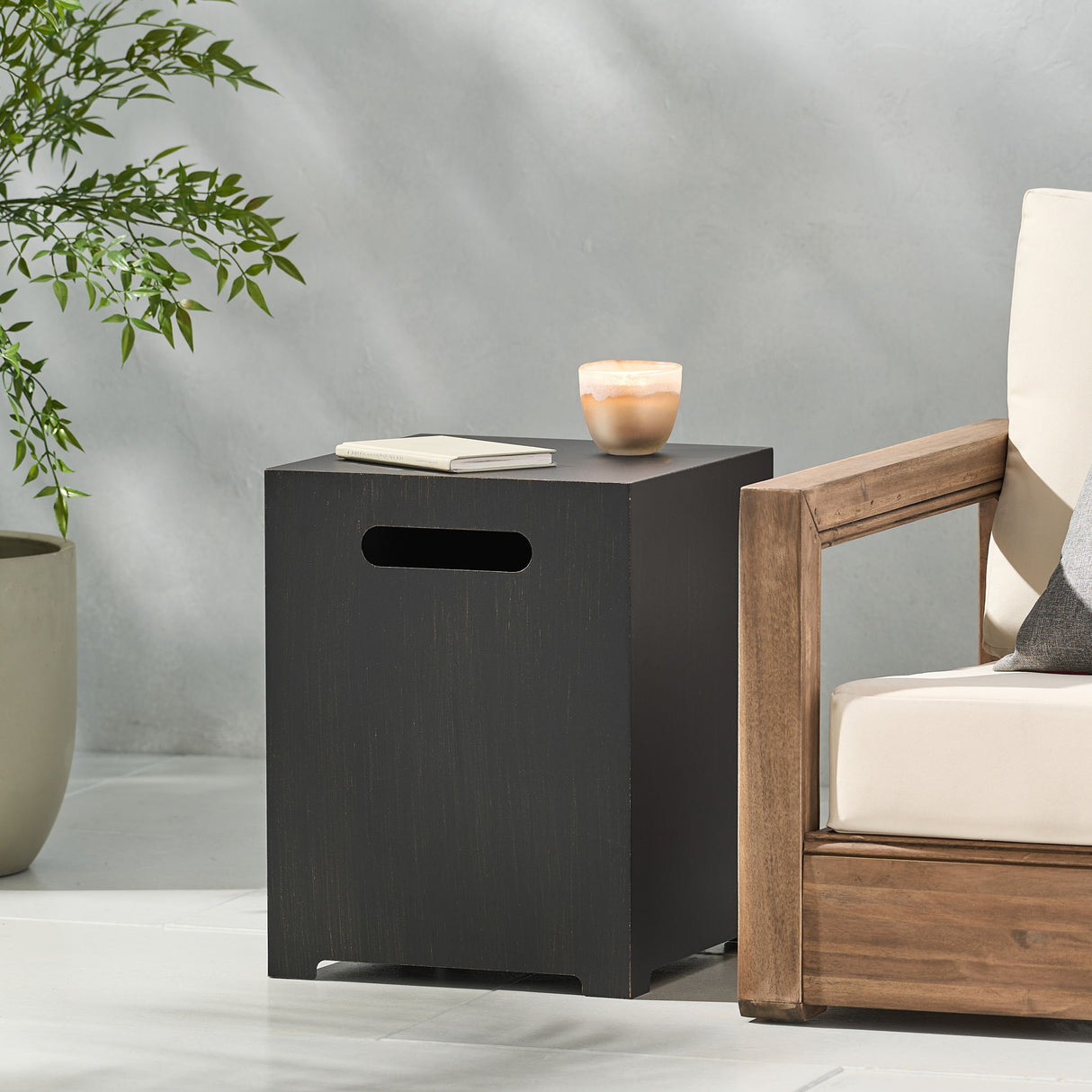 Modern Tank Holder Side Table With Powder Coated Frame