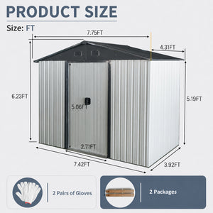 8ft x 4ft Outdoor Metal Storage Shed