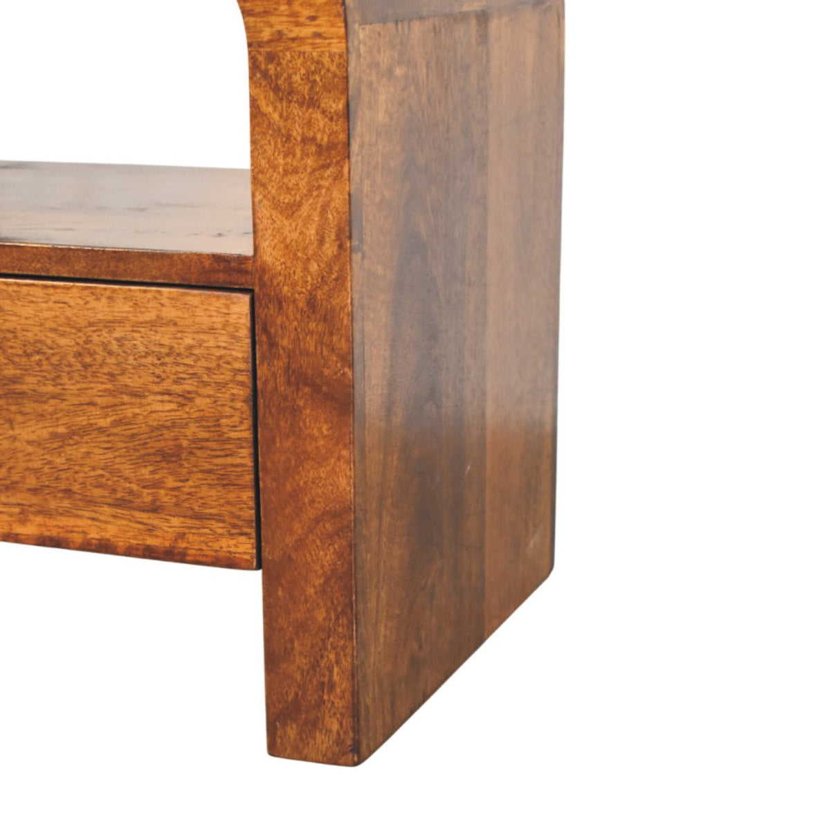 Solid Wood Darcy Nightstand, 1 Drawer and Open Shelf, Chestnut