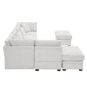 7-Piece Reversible Modular Corner Sectional Sofa - Beige