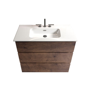 TIA 36-Inch Walnut Bathroom Vanity with Ceramic Sink Basin