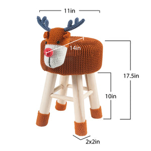 Animal Ottoman Stool - Polyester Upholstered Cute Deer Foot Stool