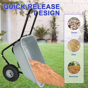 Two-Wheeled Cart with 10-Inch Pneumatic Wheels (Gray)
