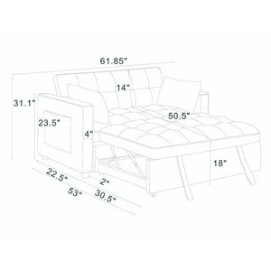 Sienna - Tufted Convertible Sleeper Sofa With Chaise - Gray