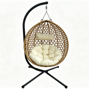 Folding PE Rattan Hanging Egg Chair with Stand
