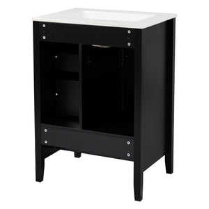 Retro Bathroom Vanity With Sink, Soft Closing Cabinet & Drawers