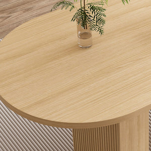 Oval Dining Table With Wood Strip Base