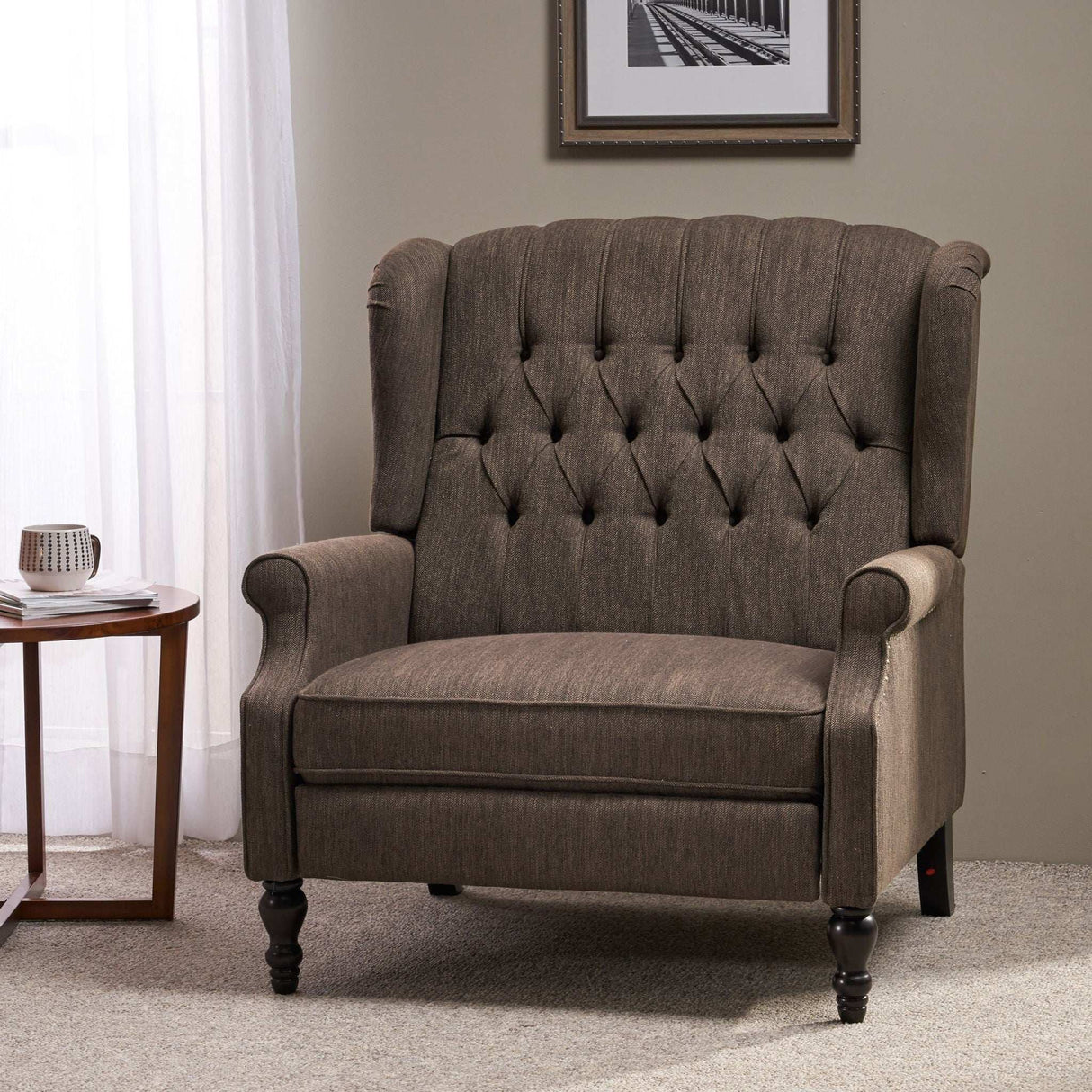 Dunham - Contemporary Fabric Tufted Oversized Pushback Recliner - Best Buy Furniture