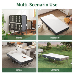 Twin Extra Long Folding Bed for Tall People with Memory Foam Mattress