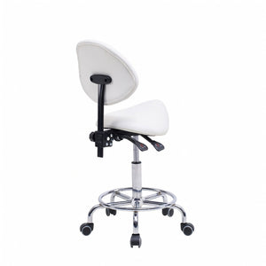 Saddle Stool Chair with Backrest - White