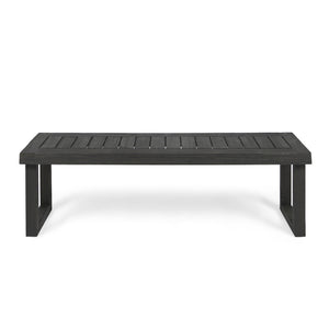 Realm - Outdoor Bench With Slat Panel Top And Base - Dark Gray - Best Buy Furniture