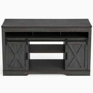 Farmhouse TV Stand With Sliding Barn Doors & Adjustable Storage