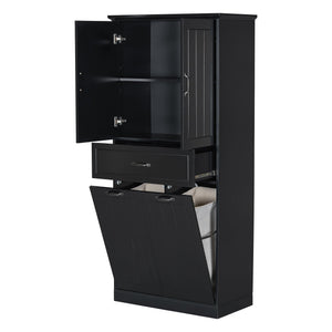 Modern Bathroom Storage Cabinet With Two Laundry Baskets, One Drawer, Adjustable Shelf - Best Buy Furniture