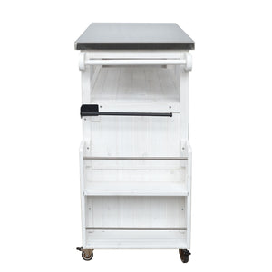 Foldable Outdoor Kitchen Island With Lockable Wheels, Storage Cabinet And Towel Rack For Patio