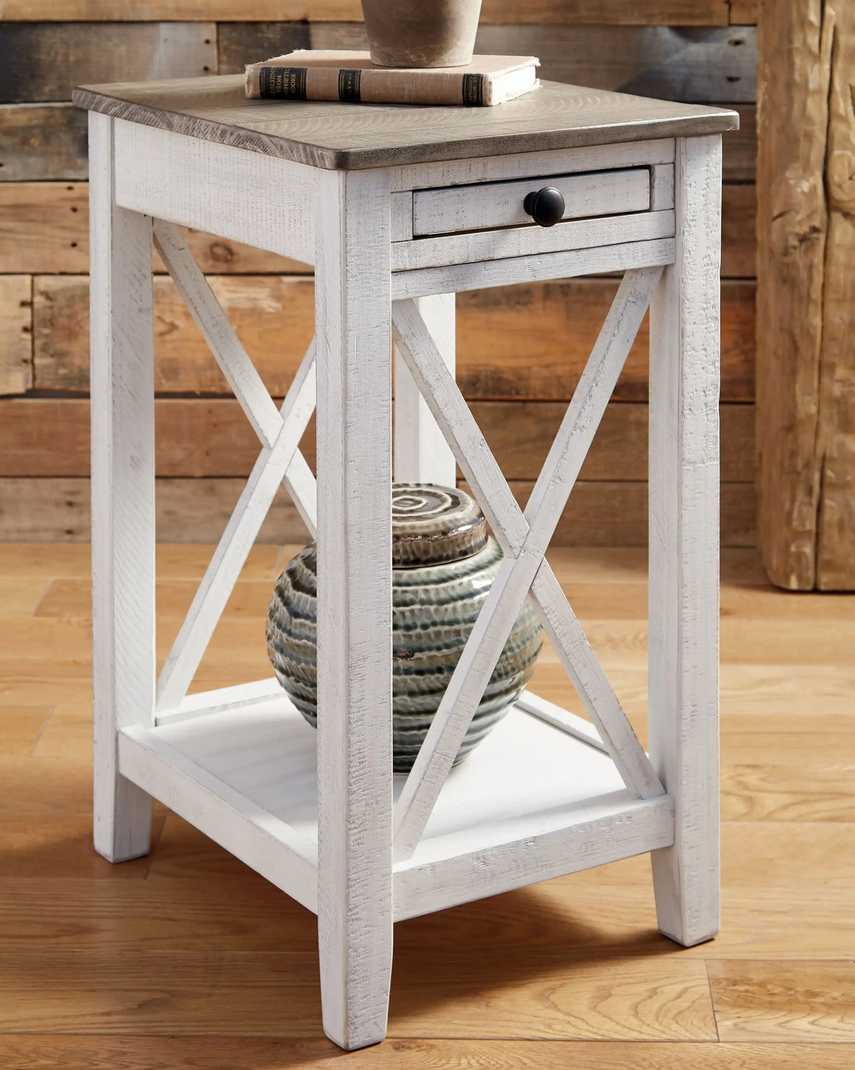 Adalane - Accent Table - White / Gray - Best Buy Furniture