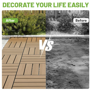 36 Pcs Interlocking Deck Tiles, 12" x 12" HDPE Outdoor Flooring