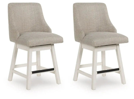 Robbinsdale - Upholstered Swivel Curved Back Barstool (Set of 2) - Antique White - Best Buy Furniture