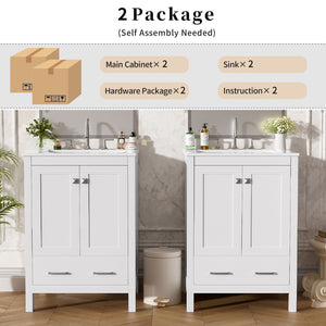 Bathroom Vanity With Integrated Undermount Ceramic Sink, 2 Doors And 1 Drawer, Soft Close Hinges