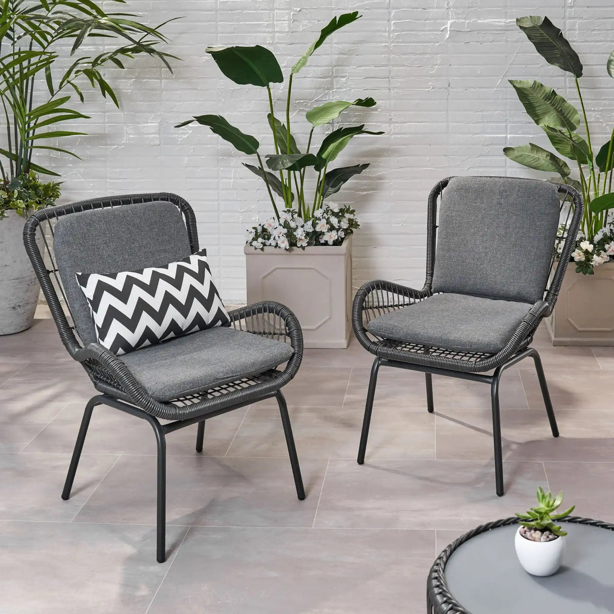 Outdoor Wicker Club Chair With Cushions (Set of 2) - Best Buy Furniture
