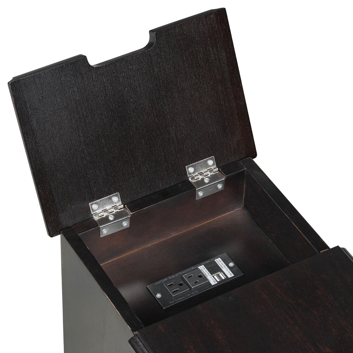 Vintage Flip Top Side Table With USB Ports