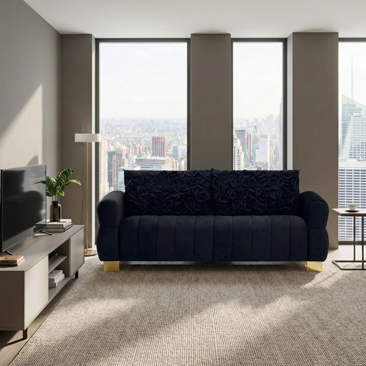 FX-P56-BKH Velvet Sofa