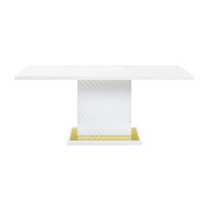Gaines - High Gloss Dining Table With Pedestal Base