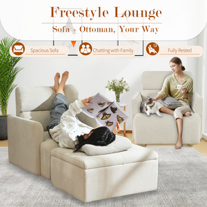 Oversized Chair with Storage Ottoman