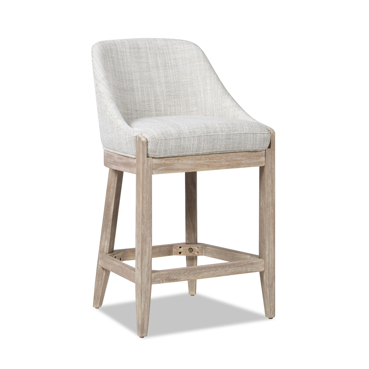 Newport 26.5" Coastal Curved Back Counter Stool, Two-Tone Neutral