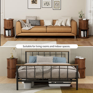 4-Piece Round Coffee Table Set with Sliding Door Storage