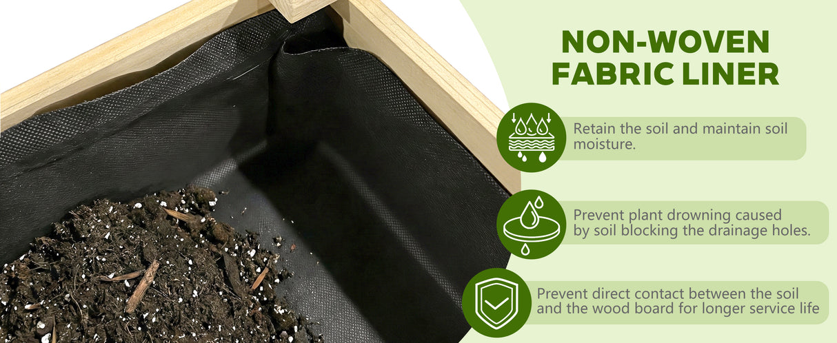 Raised Garden Bed with Water Collection Tray and Storage Shelf