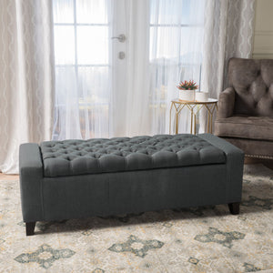Contemporary Storage Ottoman With Tufted Top - Dark Gray - Best Buy Furniture