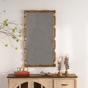 Gold Bamboo-Style Rectangular Wall Mirror