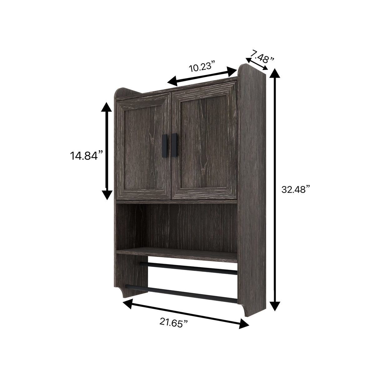 Bathroom Wall Cabinet with Doors, Adjustable Shelf, Towel Bar and Paper Holder