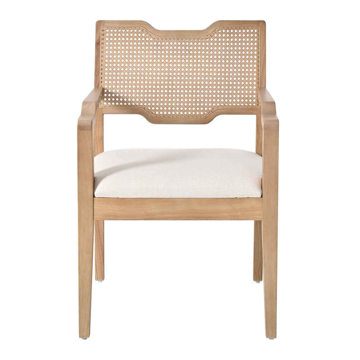 Farmhouse Dining Chairs Set of 2 with Upholstered Seats and Rattan Backrest