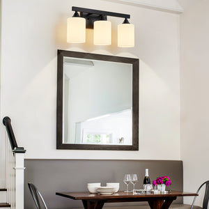 3-Light Matte Black Bathroom Vanity Light