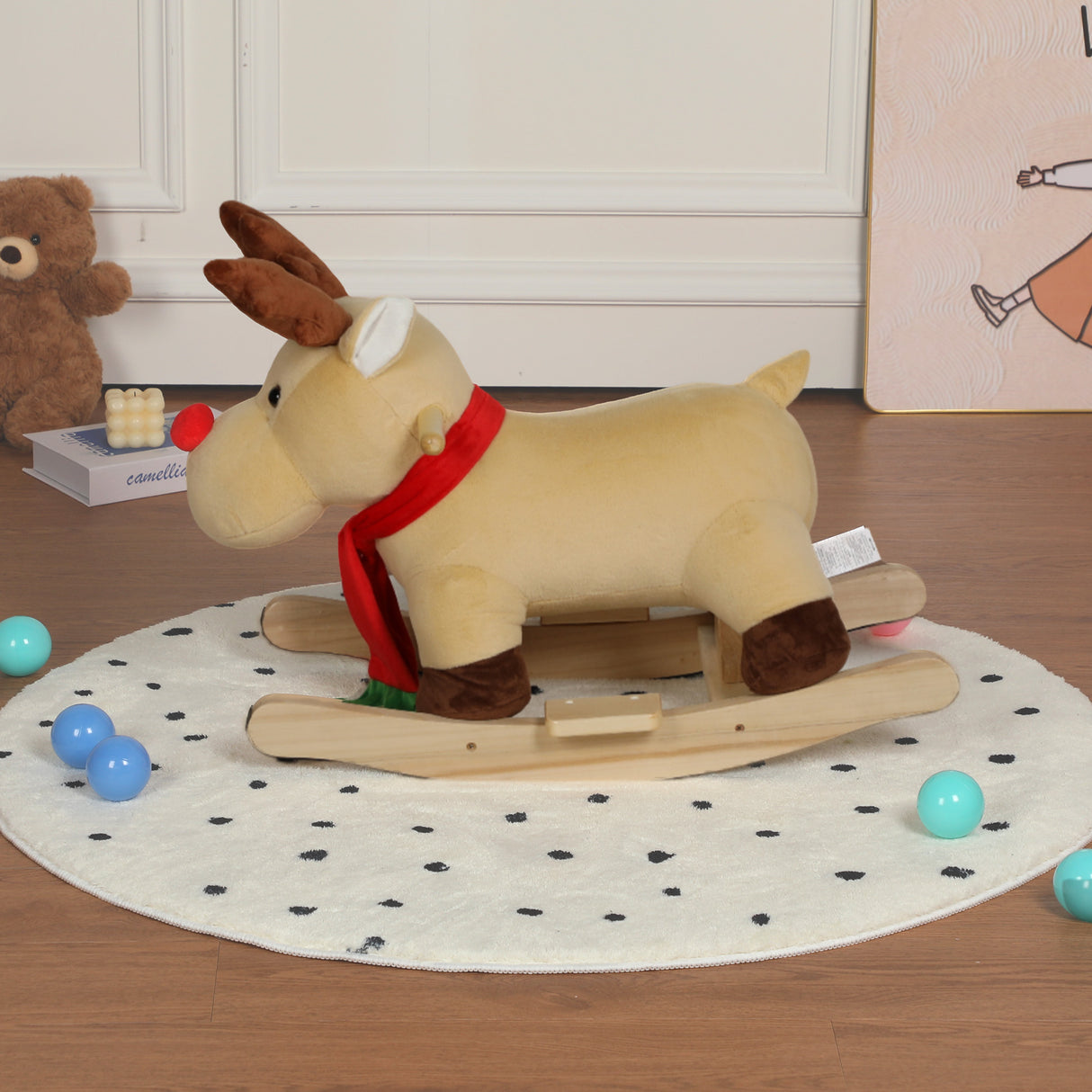 Kids Ride-On Rocking Horse Toy with Jingle Bells