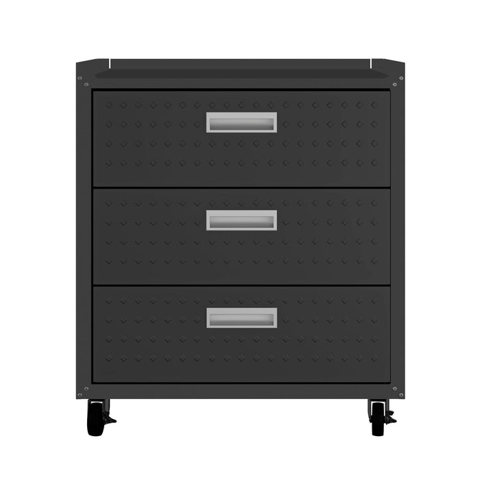 3 Drawer Rolling Garage Cabinet with Mobile Design - White, Dark Gray, Gray