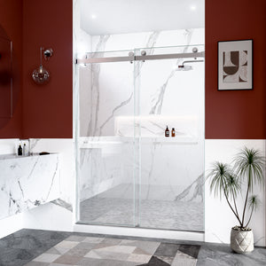 56"-60"W x 80"H Frameless Double Sliding Shower Door