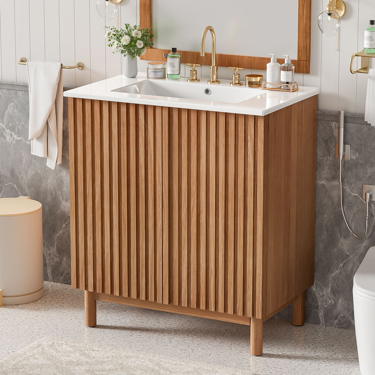Traditional Bathroom Vanity With Ceramic Sink