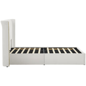King Size Luxury Wing‑Back Upholstered Bed Frame