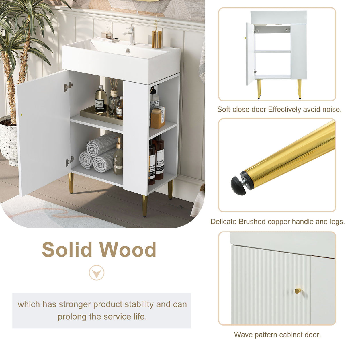 Bathroom Vanity, Combo Cabinet, Bathroom Storage Cabinet, Single Ceramic Sink