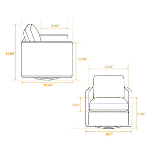 Modern Square Upholstered Swivel Accent Chair with Metal Base